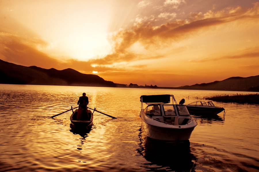 柏叶口水库晚霞